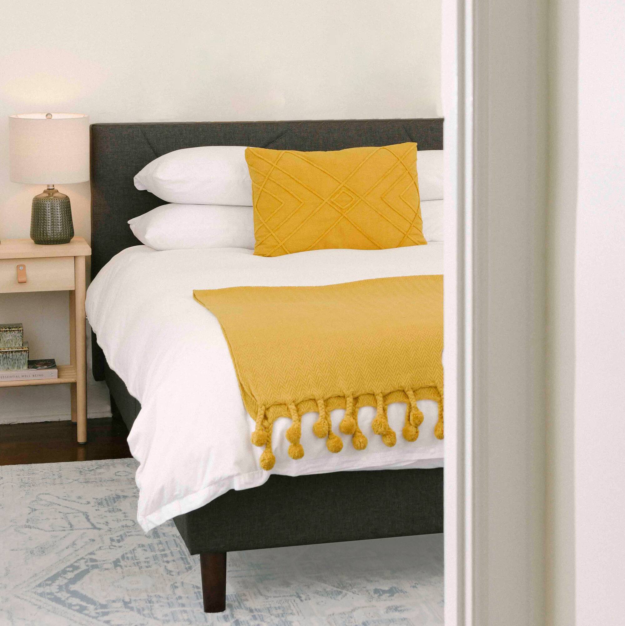 Hello Honey® Woven Cotton Pom Pom Throw